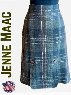 Jenne Maac Plaid Wool Blend Skirt Lined (S)